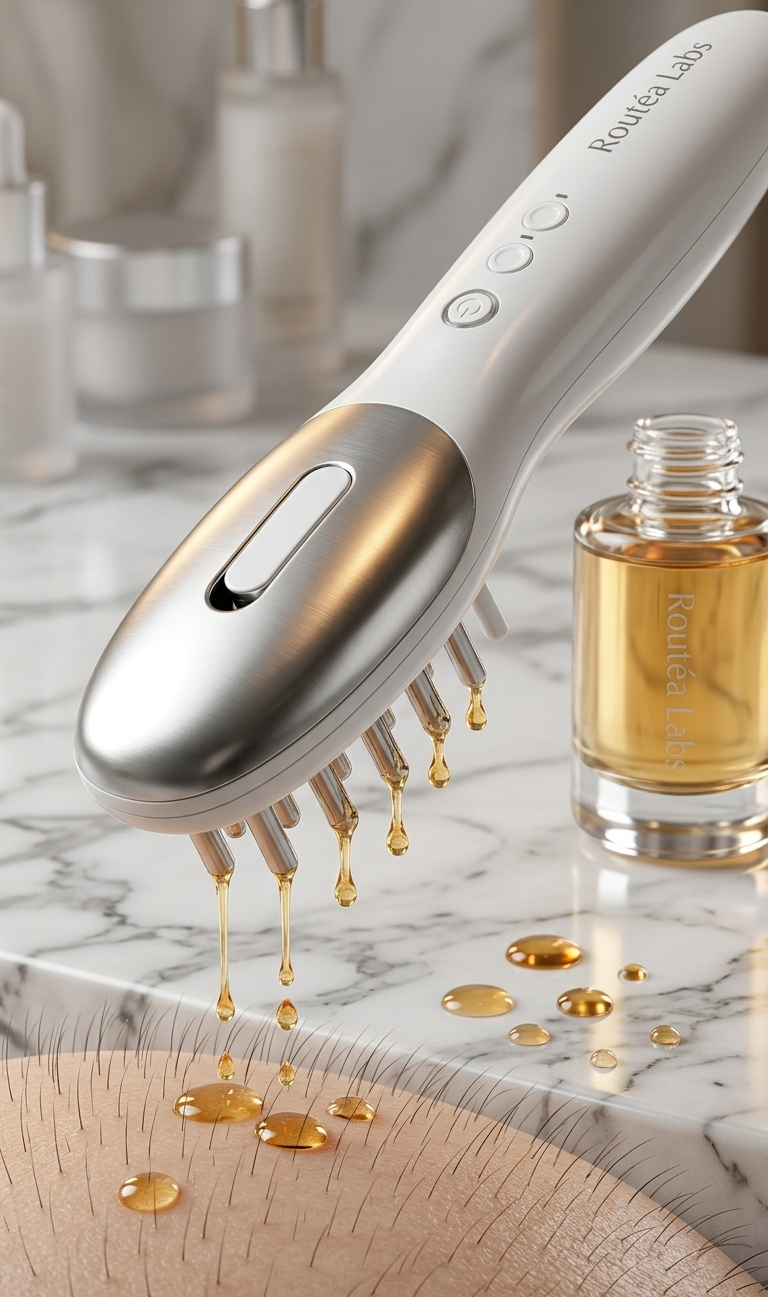3 in 1 EMS Hair Growth Massage Comb with Hair Oil Dispenser Red Blue Light AntiHair Loss High Frequency Vibration Scalp Massager